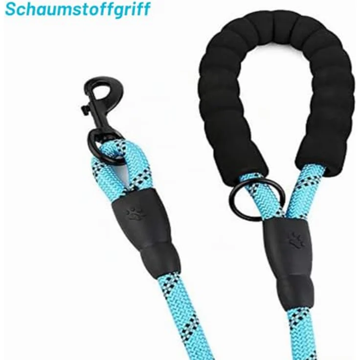 Eyleaf Hundeleine 1,8 Meter, robuste reflektierende Multifunktionsleine für große und mittelgroße Hunde mit 2 gepolsterten Handschlaufen, schwarz – Bild 3