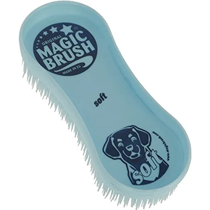 Kerbl MagicBrush Soft-Bürste für Hunde, ultraweiche Quadro-Borsten, besonders für sensible Hunde, waschbar bei 60 °C, blau – Bild 2