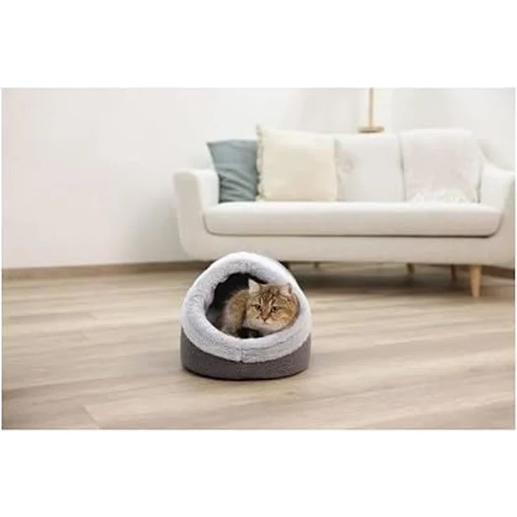 Kerbl Pet Kuschelhöhle Jana, Ultra gemütliche Katzenhöhle mit weichem Softplüsch und herausnehmbaren Kissen, pflegeleicht – Bild 2