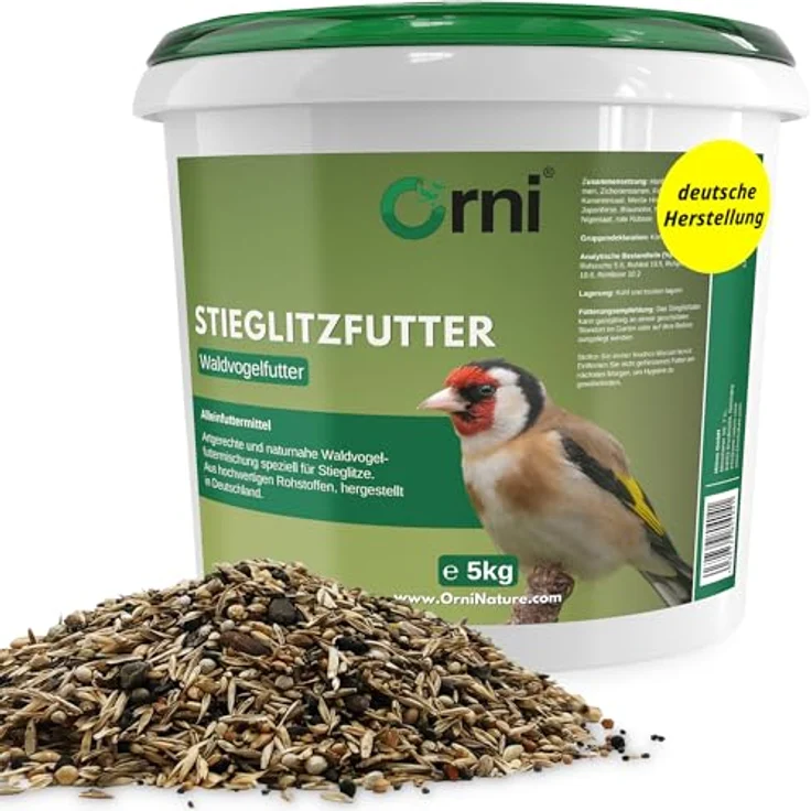 Orni Stieglitz Super Wildvogelfutter 5kg – Premium Saatenmischung mit Glanz, Negersaat & Wildsamen für Stieglitze & Waldvögel, artgerechte Ernährung – Bild 1