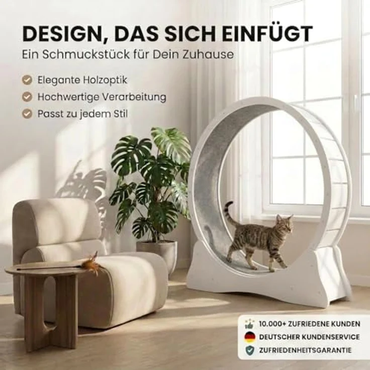 noviclass® Katzenlaufrad Baghira Groß XXL, 132 cm Durchmesser, artgerecht für große Katzen, kratzfest, stabil und leise, weiß, inkl. Gratis Spielzeug und E-Book, geprüfte Qualität – Bild 4