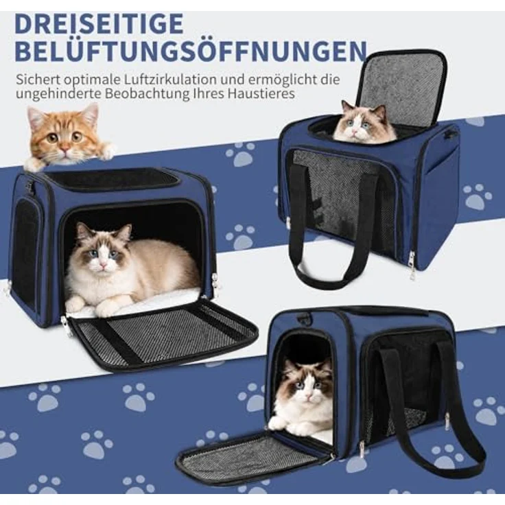 Aipwerer Faltbare Tragbare Transportbox Katze, Atmungsaktiv mit 2 Größen (M bis 5 kg, L bis 8 kg), strapazierfähiges Polyester, inkl. gepolstertem Schultergurt – Bild 5