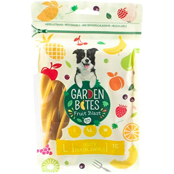 duvoplus DUVO GARDEN BITES FRUITY DENTAL SWIRLS, Veganer Hunde-Snack mit Süßkartoffeln und Früchten, glutenfrei, 270 g (15 Stück) – Bild 2