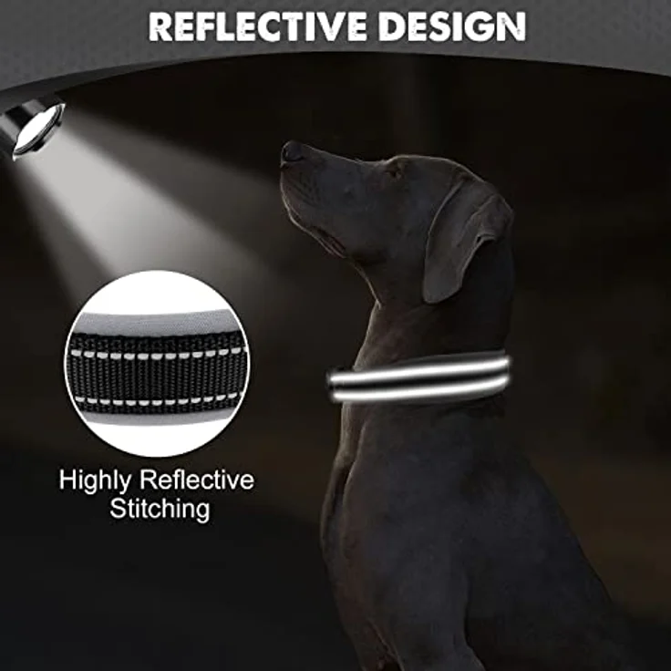 Joytale Neopren Hundehalsband, Gepolstert und Reflektierend für Extra Große Hunde, Schwarz, Dornschnalle aus Metall, Höhenverstellbar – Bild 4