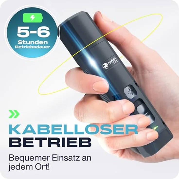 PETPROVED Krallenschleifer für Hunde, Elektrisch mit LED-Licht, 2 Geschwindigkeiten, grau – Bild 5