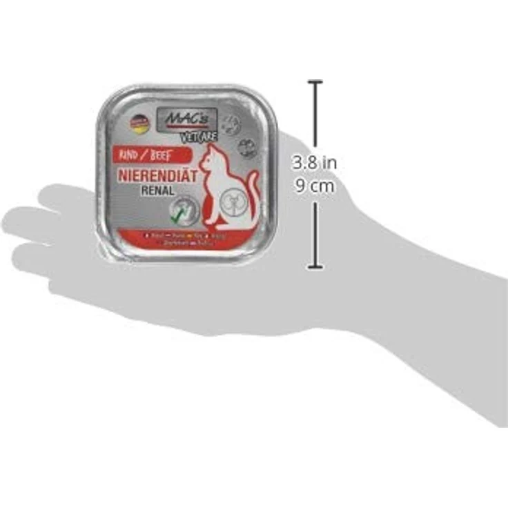 MAC's Vetcare Cat Vetcare Rind Nierendiät, Diätfuttermittel zur Unterstützung der Nierenfunktion, 16x100g – Bild 5