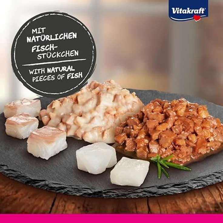 Vitakraft Poésie Délice Fish Selection, Nassfutter für Katzen in Sauce, mit Seelachs und Kabeljau, ohne Zusatz von Zucker und Getreide, 1 Paket mit 6x 85g – Bild 3