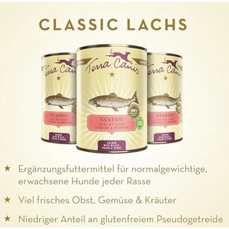Terra Canis Lachs, Hirse, Pfirsich & Kräuter - Classic Nassfutter, 6x400g I Premium Hundefutter in 100% Lebensmittelqualität, allergen- & getreidearm, glutenfrei – Bild 2