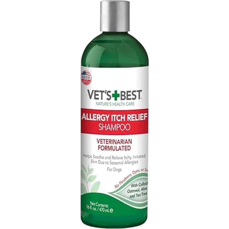 Vet's Best Allergie Juckreiz Relief Hundeshampoo, Sanfte Formel zur Linderung von juckender Haut bei saisonalen Allergien, 500ml