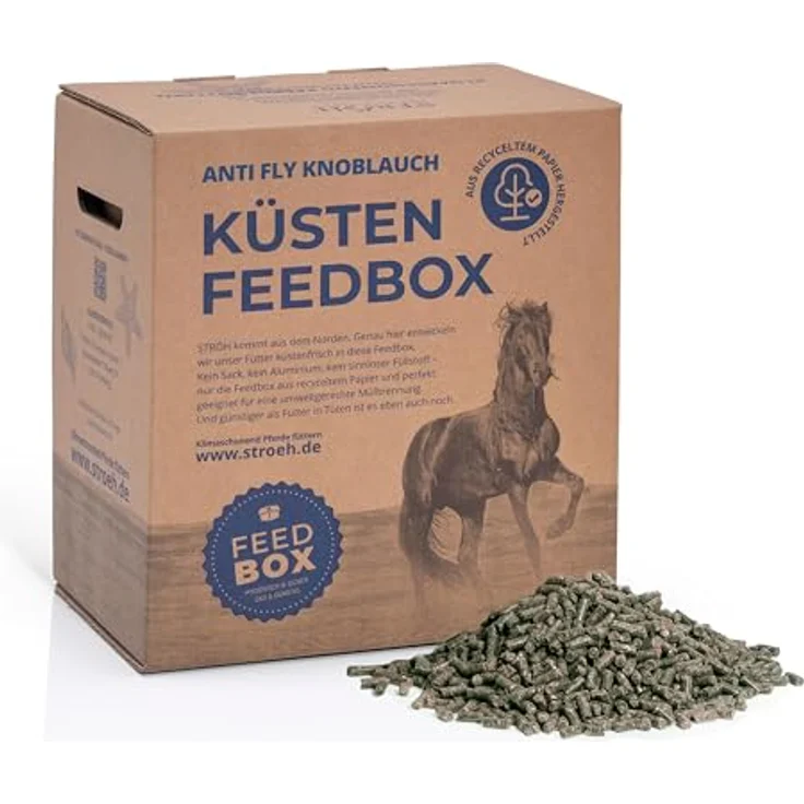 STRÖH Anti-Fly Knoblauch Pellets (3 kg) • Insektenabwehr Futter für Weidepferde mit Kräutern & Vitamin B-Komplex • Natürlicher Insektenschutz ohne Chemie • Plastikfreie Verpackung – Bild 1