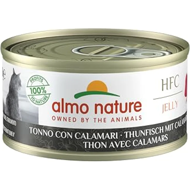 Almo Nature HFC Jelly - Nassfutter für ausgewachsene Katzen - Thunfisch & Calamari, Human Grade, Glutenfrei, 100% natürlich, 6 x 70g – Bild 3