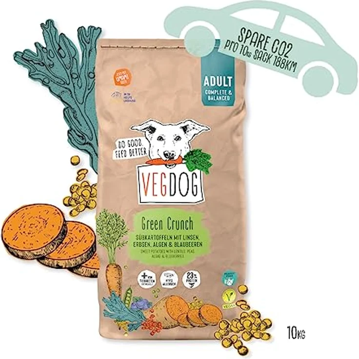VEGDOG Green Crunch, Veganes Hunde-Trockenfutter, 10 kg, hochverdauliche Rezeptur für erwachsene Hunde – Bild 8