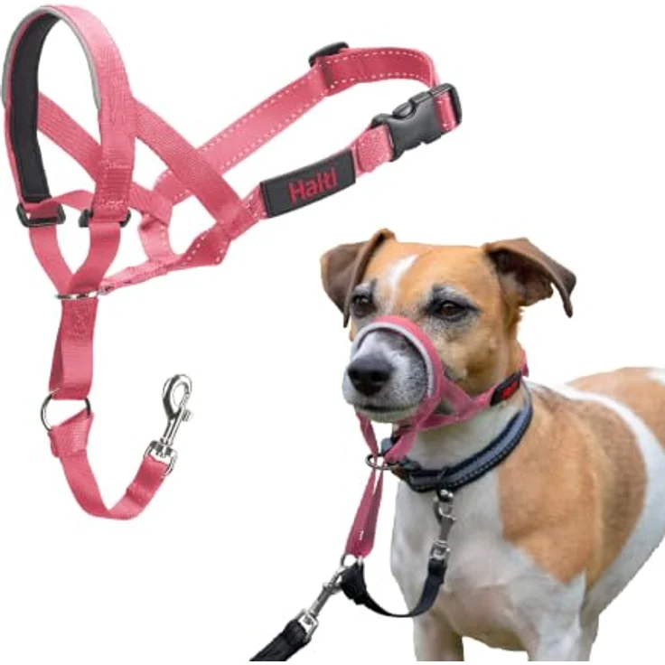 Halti Kopfgeschirr für Hunde, Größe 1, rosa, sanftes Ziehen stoppen mit reflektierenden Elementen – Bild 1