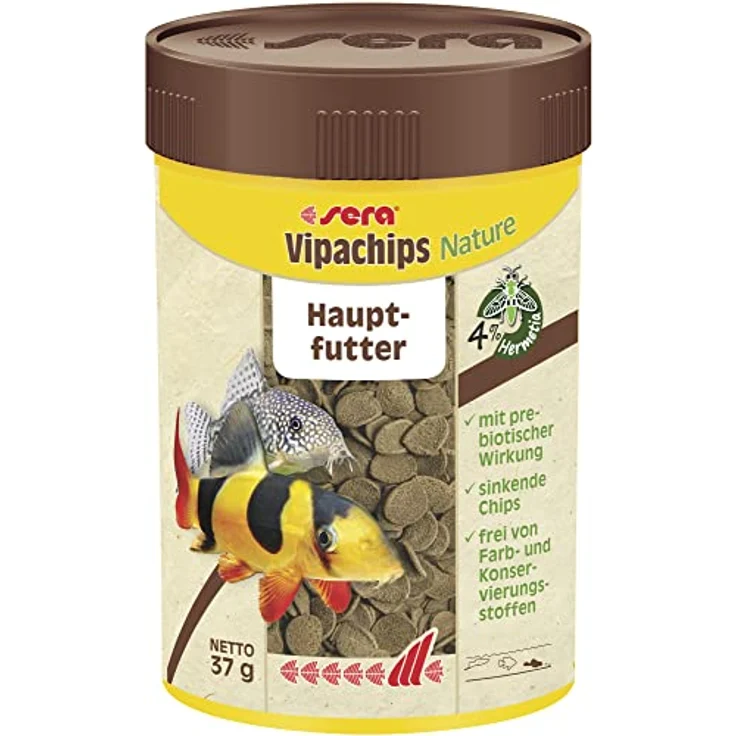 sera Vipachips Wafers 100 ml (37 g), Fischfutter für Bodenfische, schnell sinkende, formstabile Chips mit natürlichen Inhaltsstoffen, hochwertige Proteinquelle – Bild 1