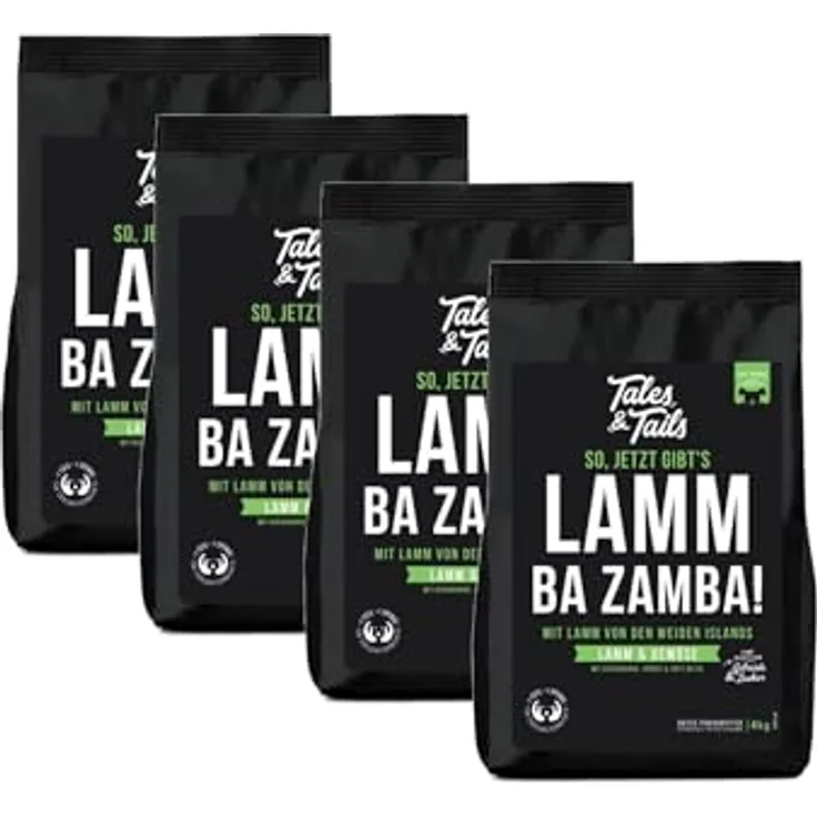 Tales & Tails Lamm Ba Zamba Halbfeuchtes Trockenfutter für Hunde, Getreidefrei, 75% Lamm, 6 Zutaten, hohe Verträglichkeit, 4x4kg