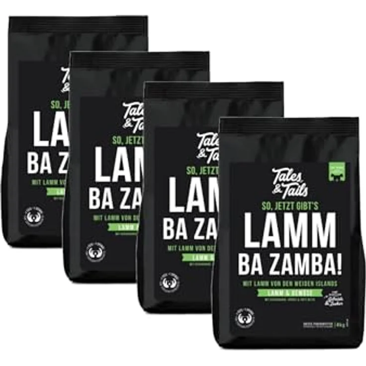 Tales & Tails Lamm Ba Zamba Halbfeuchtes Trockenfutter für Hunde, Getreidefrei, 75% Lamm, 6 Zutaten, hohe Verträglichkeit, 4x4kg – Bild 1