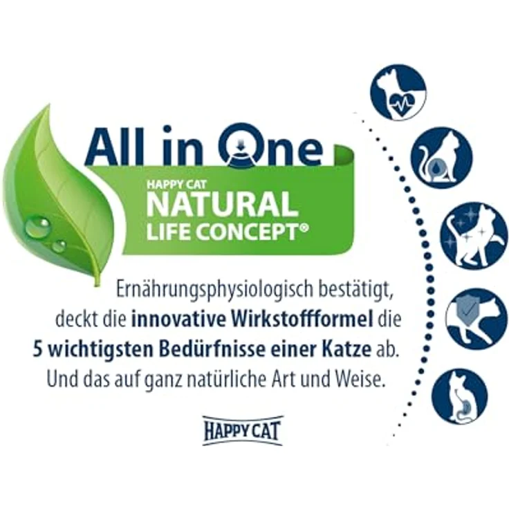 Happy Cat Culinary Adult Atlantik Lachs, Katzen-Trockenfutter für ausgewachsene Katzen, 4 kg, hochwertige Rezeptur mit Fisch und Erbsen, ohne künstliche Zusatzstoffe, made in Germany – Bild 4