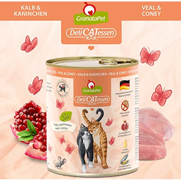 GranataPet DeliCatessen, Nassfutter für Katzen, 6 x 800g, ohne Getreide & Zuckerzusätze, hohe Fleischanteil, mit Granatapfelkernen und Grünlippmuschel – Bild 2