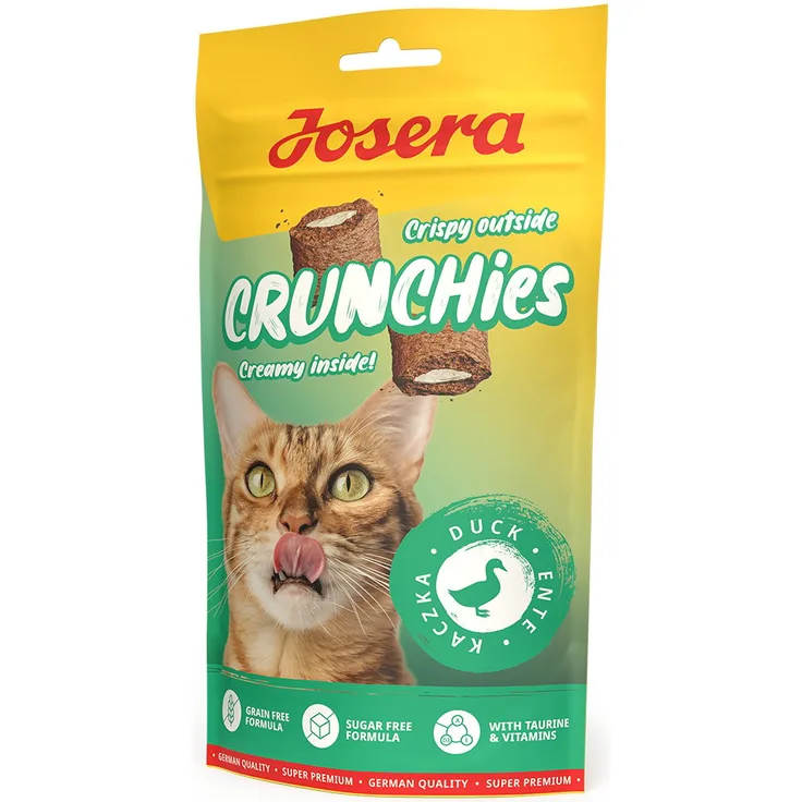 Josera Crunchies Duck, Katzensnack mit Ente in cremiger Füllung, 60g, getreidefrei und zuckerfrei