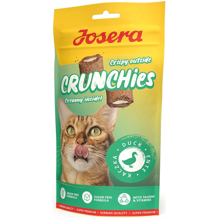 Josera Crunchies Duck, Katzensnack mit Ente in cremiger Füllung, 60g, getreidefrei und zuckerfrei