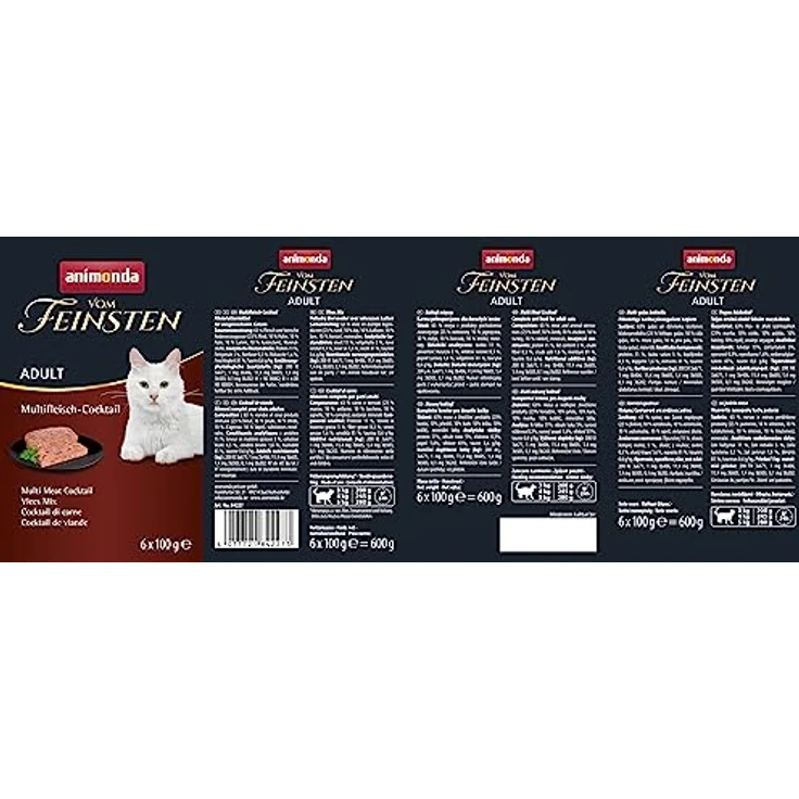 Animonda Vom Feinsten Adult, 6x100g Multifleisch Cocktail, Alleinfuttermittel für ausgewachsene Katzen mit ausgewählten Fleischsorten – Bild 2