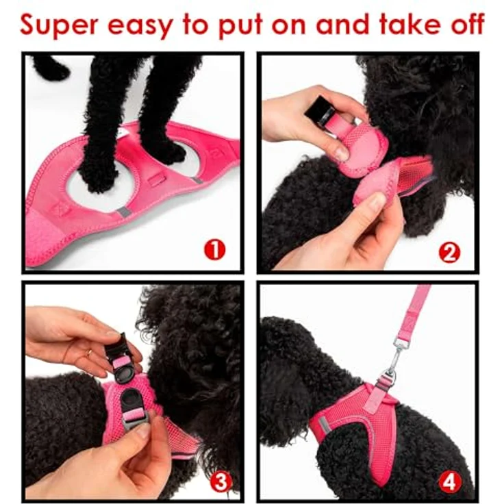 Tailpetz Air-Mesh Brustgeschirr für kleine und mittelgroße Katzen und Hunde – Weich, Atmungsaktiv, Strapazierfähig, Neonpink, XL (Brustumfang 66–70cm) – Bild 4
