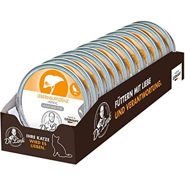 Dr. Link Spezial-Diät Katzenfutter für die Leber, Proteinquelle Huhn & Pute, 12x85g Schale, Unterstützung der Leberfunktion, Elektrolytausgleich, Premium-Qualität – Bild 1