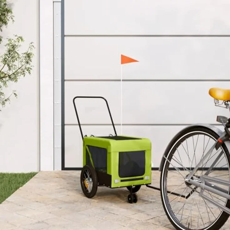 vidaXL Hunde-Transportbox Fahrradanhänger Schwarz Oxford-Gewebe Eisen, mit PVC-Dach und belastbarer Platte – Bild 2