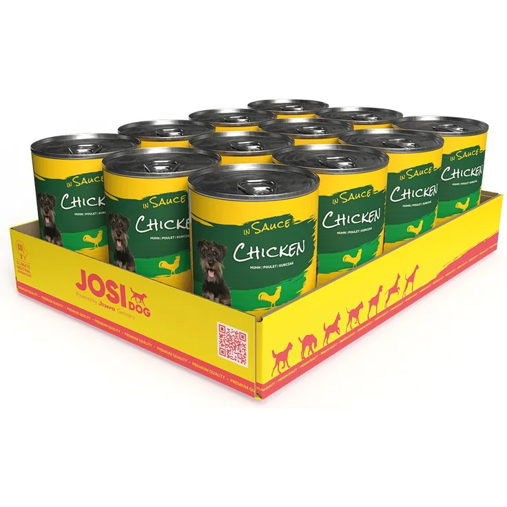 JosiDog Chicken in Sauce, Hunde-Nassfutter 12x415g mit hochwertigen Hühnerstücken und Vitaminen