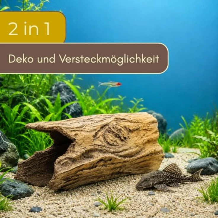GarPet XXL Baumrindenröhre, handgefertigte Aquariendeko aus gebranntem Ton für Fische und Reptilien, 20 cm Länge – Bild 2