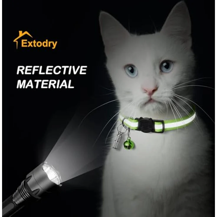 Extodry 12 Stück Reflektierende Katzenhalsbänder, Verstellbar mit Sicherheitsverschluss, Personalisiert mit 2 ID-Tag, 12 Farben – Bild 2