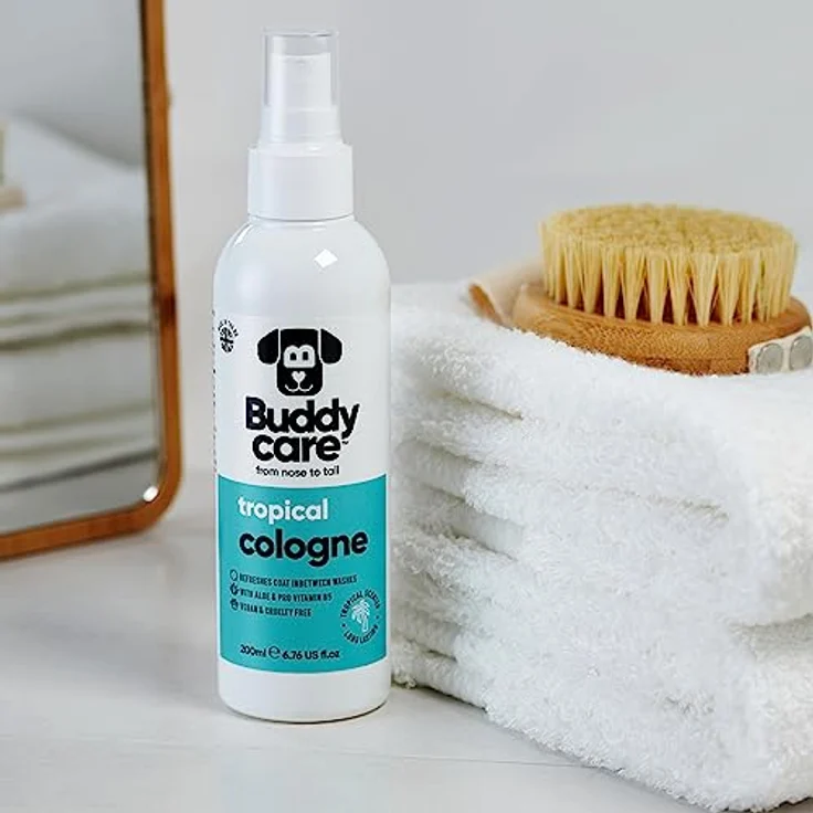 Buddycare Hund-Cologne Tropical, Erfrischendes Hunde-Parfüm mit Aloe & Pro-Vitamin B5 für glänzendes Fell, 200 ml – Bild 5