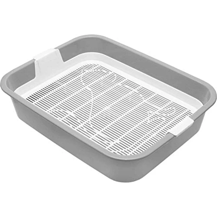 4BIG.fun Erste Katzentoilette Schalentoilette Katzenklo kleine Toliette für Kätzchen Katzenbabys Junge Katzen WC Tray mit Reinigungssieb stubenrein auch ohne Katzenstreu in Grau – Bild 2