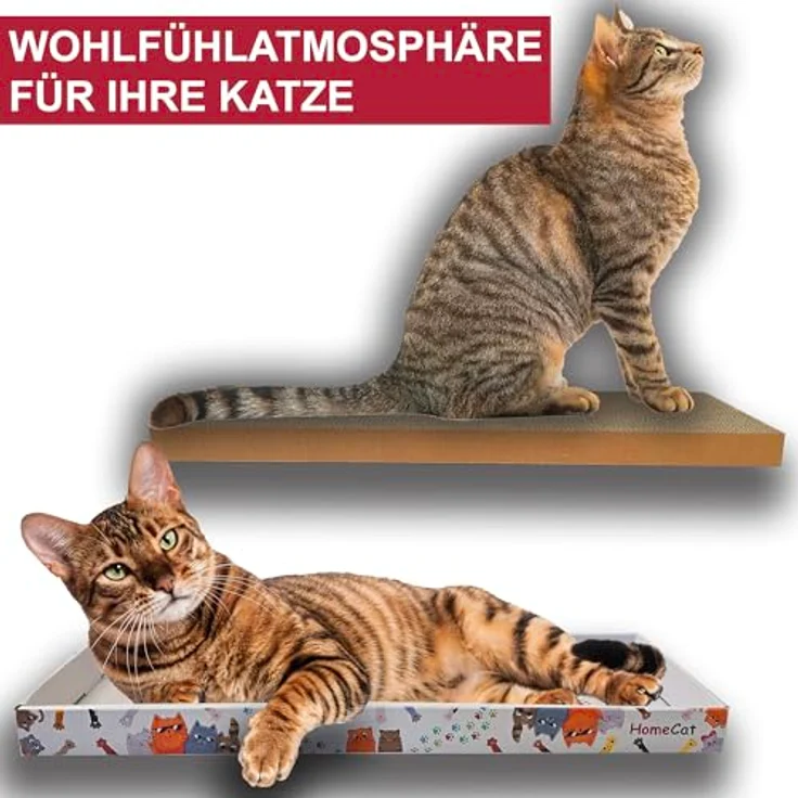 DecoHomeTextil Kratzbrett für Katzen Kratzi Pad, Kratzmatte aus recycelbarer Kratzpappe, 46,5 x 17,5 x 3,4 cm, fördert Krallenpflege und schützt Möbel – Bild 2