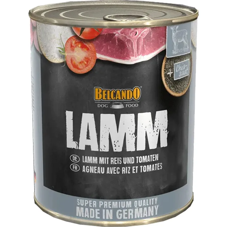 Belcando Feuchtnahrung Lamm mit Reis und Tomaten, Hunde-Nassfutter mit Omega-3- und 6-Fettsäuren, 6x800g