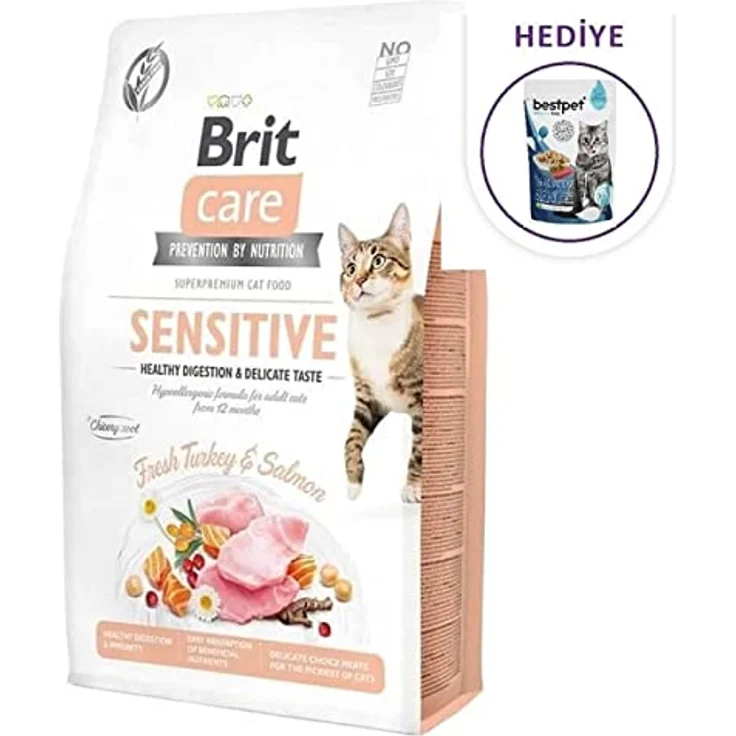 Brit Care GF Sensitive Healthy Digestion, Trockenfutter für Katzen mit empfindlicher Verdauung, 2kg – Bild 3
