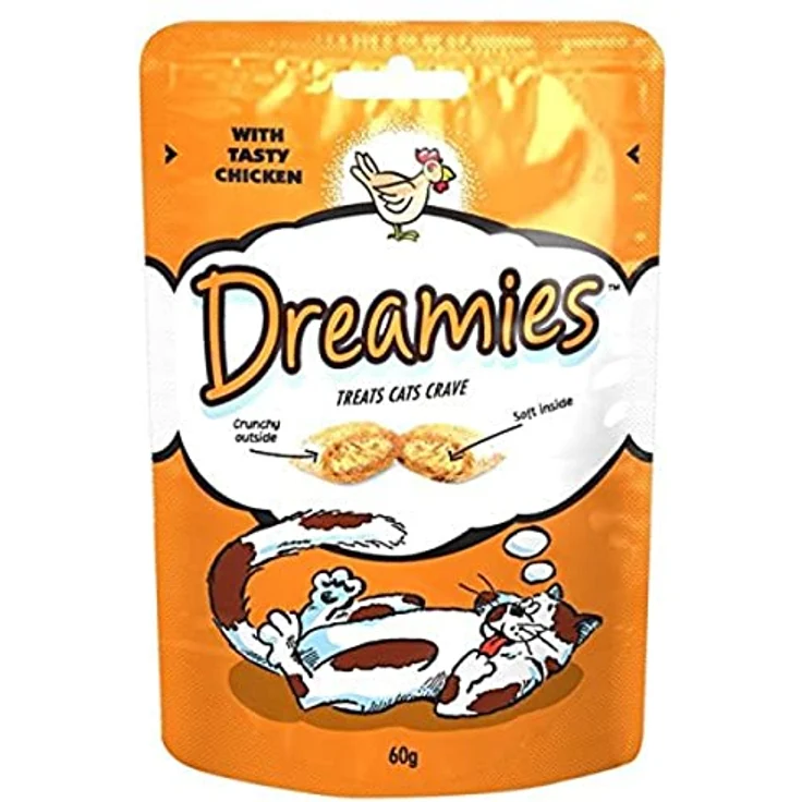 Dreamies Katzensnack Klassik Huhn, Sparpaket 6 x 60 g, knusprig und cremig-weich, mit Vitaminen, ohne künstliche Aromen – Bild 4