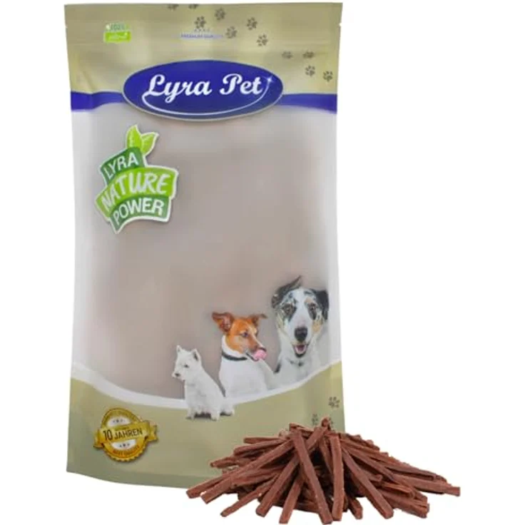 Lyra Pet® Rinderdörrfleisch Sticks, 1 kg Kausnack für Welpen und ältere Hunde, fettarm, gut verträglich, idealer Belohnungs- und Trainingssnack, wiederverschließbar – Bild 1