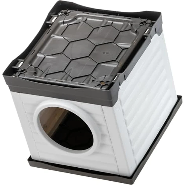 Ferplast PETVILLA 50, Hundehütte & Katzenzwinger aus recyceltem Kunststoff, wetterfest, 38,5 x 43 x h 38,5 cm – Bild 4