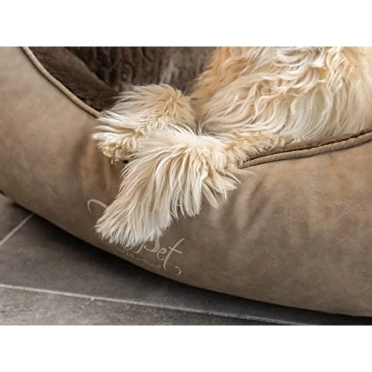 TrendPet VitaBed Style, Orthopädisches Hundebett mit 5 cm Memory Foam, Kunstleder außen und flauschig innen, 100x90cm, Braun – Bild 3