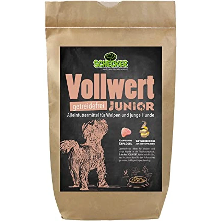 Schecker DOGREFORM VOLLWERT Junior, getreidefreies Hundefutter mit Geflügel für Welpen, 1,5 kg - enthält Omega-Öle, Kräuter und Nutrazeutika für gesunde Gelenke und glänzendes Fell – Bild 1