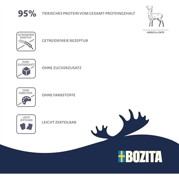 Bozita Meaty Bites Hundesnack, 95% Hirsch & Ente, 70 g, getreidefrei, ohne Huhn & Glyzerin, schmackhafte Dog Treats für Training und Belohnung – Bild 3