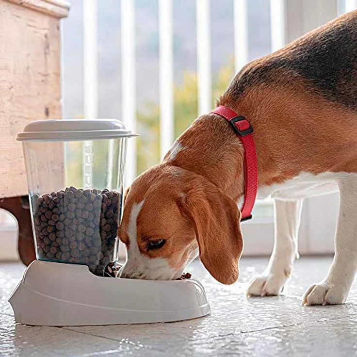 Ferplast Zenith Krokettenspender für Hunde und Katzen, 3 Liter Futterkäfig mit rutschfestem Boden, Weiß, abnehmbarer Tank mit Skala – Bild 3