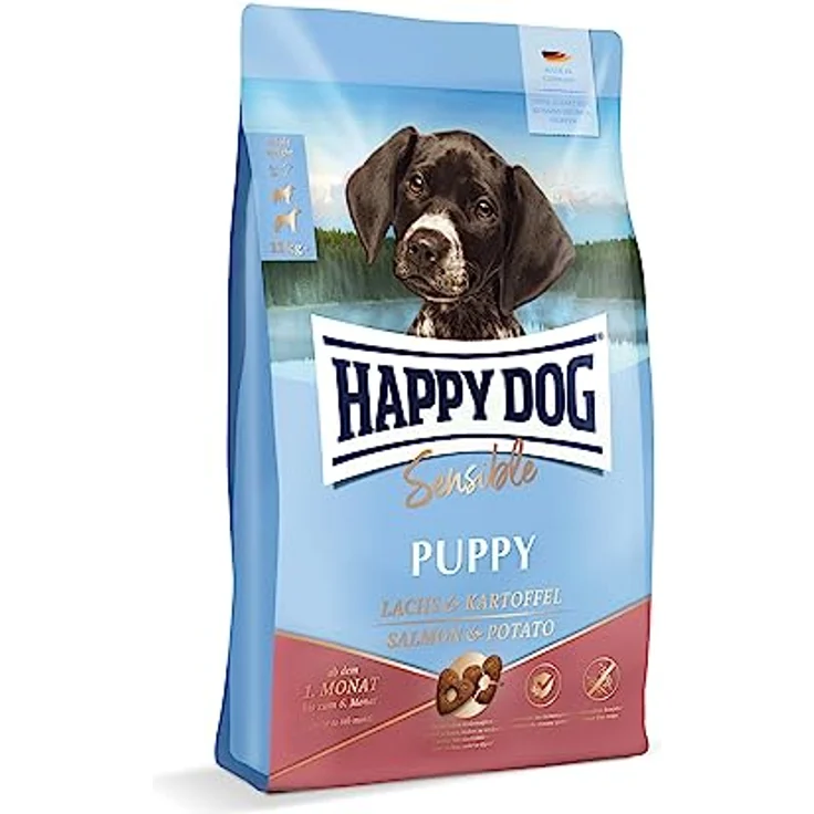 Happy Dog Supreme Sensible Puppy, Trockenfutter mit Lachs & Kartoffel, 30% Protein, weizenfrei, 4 kg – Bild 1