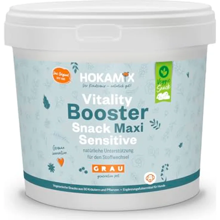 Grau - GRAU Hokamix Vitality Booster Snack Maxi Sensitive, Ergänzungsfuttermittel für Hunde, 4,5kg, vegetarisch mit 30 Kräutern und Pflanzen