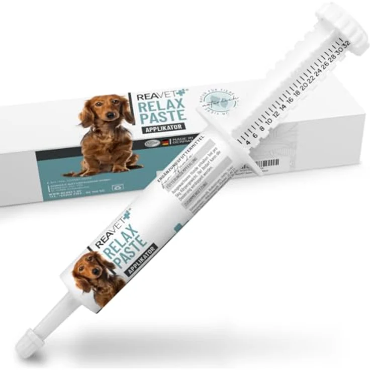 REAVET Relax Paste 30ml, natürliche Entspannungshilfe für Hunde mit praktischem Applikator und hohem Akzeptanzgeschmack – Bild 1