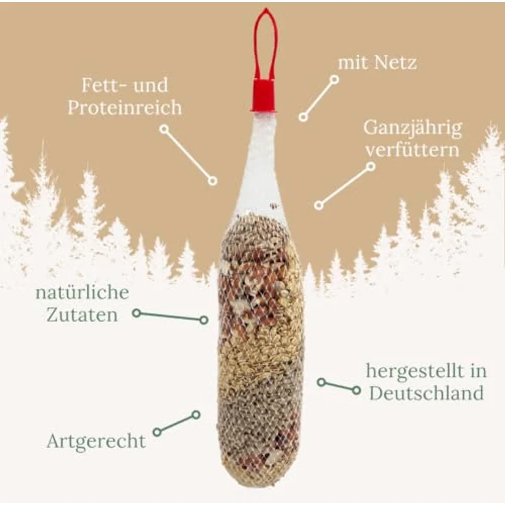 Orni Futterspirale für Wildvögel 470g | Premium Ganzjahres Vogelfutter mit Erdnüssen, Sonnenblumenkernen und Haferflocken | Aufhängbar für Meisen, Finken und Sperlinge – Bild 2