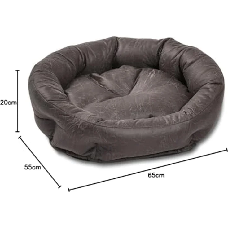 Wolters Tierbett Vintage Hundekörbchen grau, gemütlicher Schlafplatz im Leder-Look – Bild 5