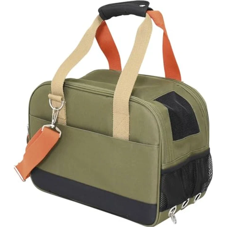 Nobby Tiertransporttasche Tasche "ALDO", strapazierfähige Mikrofaser, dreiseitige Netzeinsätze, große Utensilientasche, schwarz – Bild 3