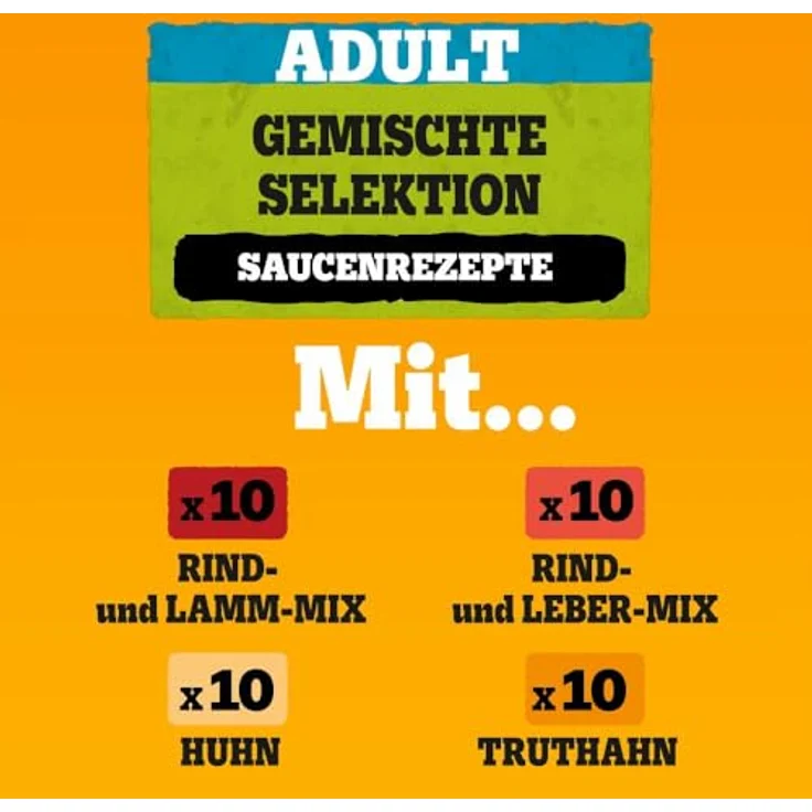 Pedigree Nassfutter Hund Adult, Multipack mit Huhn, Rind, Truthahn & Lamm, in Sauce, 40x100 g – Bild 6